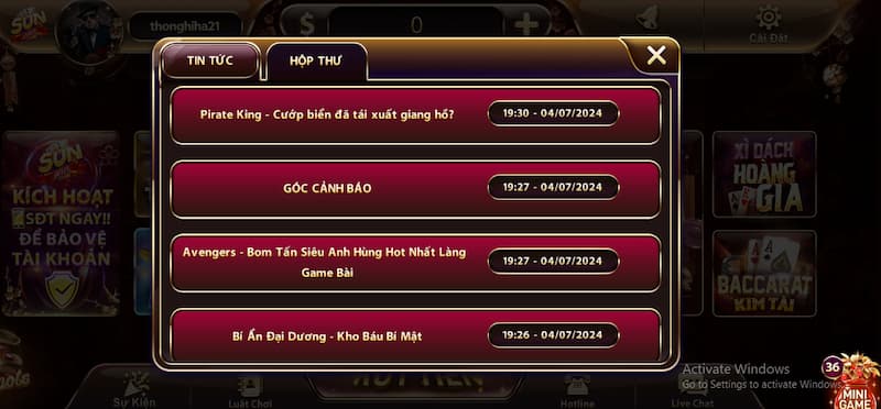 Thủ tục nhận code Sun Win