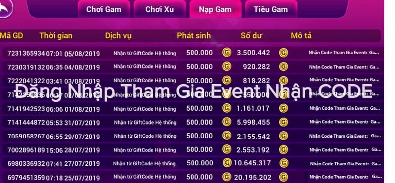 Giftcode nổ hũ 